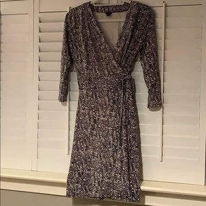 Navy and white wrap dress